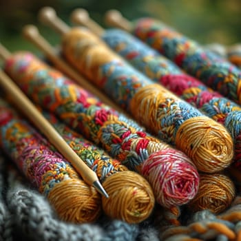 Close-up of knitting needles and wool, symbolizing creativity and craftsmanship.