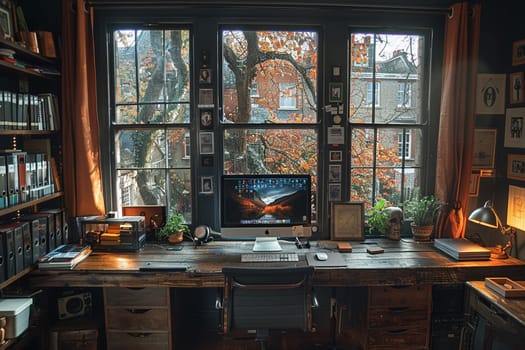 Neatly organized home office workspace, epitomizing productivity and modern work life.