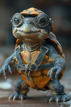 The cartoon character of the turtle athlete. 3d illustration.