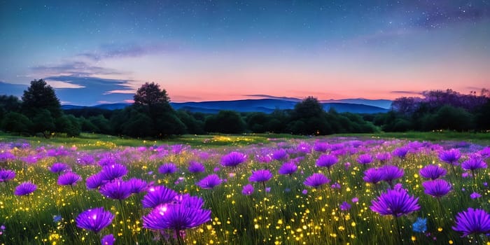 Stardust Meadow. At twilight, a meadow blooms with luminescent flowers. Each petal holds stardust, and as night falls, they release their magic. The otherworldly glow and the promise of wishes granted.