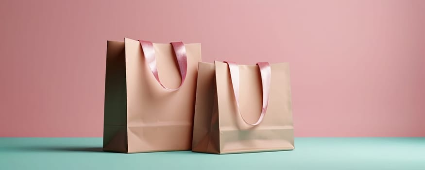 Shopping bag on backdrop with studio lighting, shopping advertisement and product placement