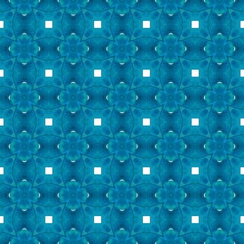 Mosaic seamless pattern. Blue outstanding boho chic summer design. Hand drawn green mosaic seamless border. Textile ready wonderful print, swimwear fabric, wallpaper, wrapping.