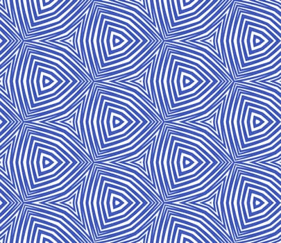 Chevron stripes design. Indigo symmetrical kaleidoscope background. Textile ready dazzling print, swimwear fabric, wallpaper, wrapping. Geometric chevron stripes pattern.