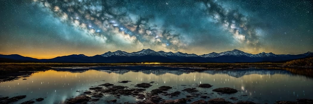 Marvel of a starry night sky in a remote location, with a silhouette of a distant mountain range adding depth to the image