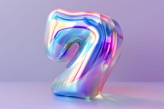 Colorful three dimensional number seven. Holographic gradient. Playful symbol 7. Invitation for a seventh birthday party or business anniversary. Iridescent, neon color. Generative AI