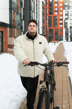 Lifestyle concept, young man rented a bicycle.