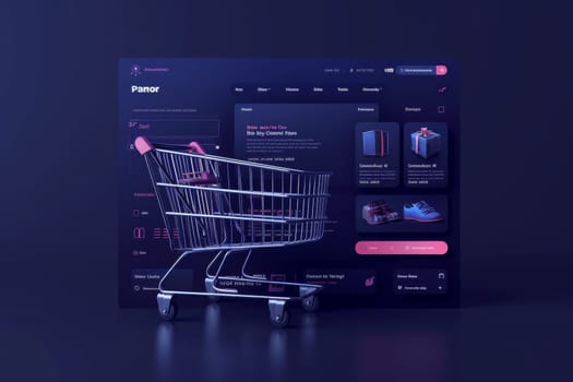 Cart and shopping online and purchase concept.