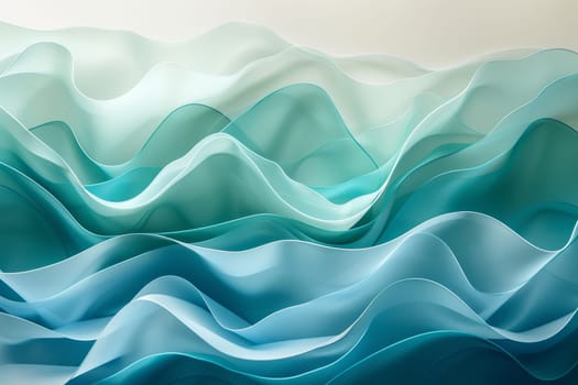 The image is a blue and white wave with a blue and white background. The wave is made up of many different shades of blue and white, creating a sense of depth and movement