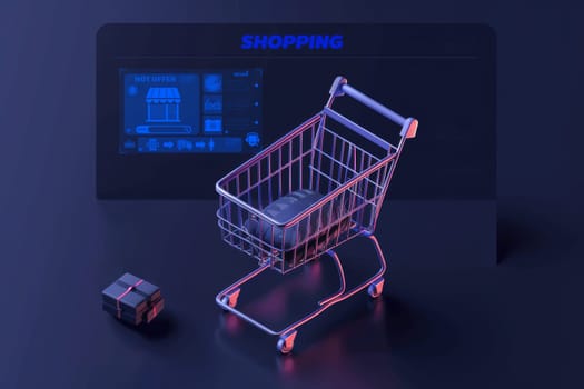 Cart and shopping online and purchase concept.