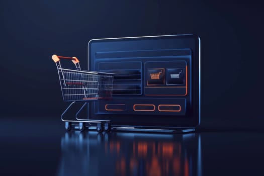 Cart and shopping online and purchase concept.