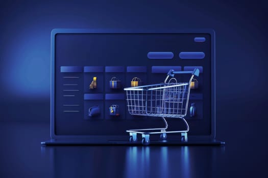 Cart and shopping online and purchase concept.