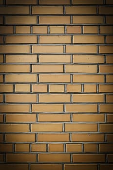 Yellow brick wall, copy space, brick texture, background