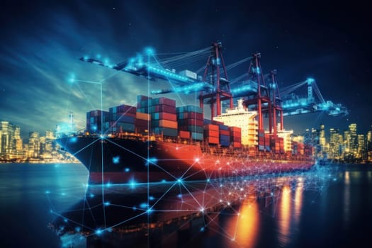 Global business logistics import export and container cargo freight ship, AI generative.