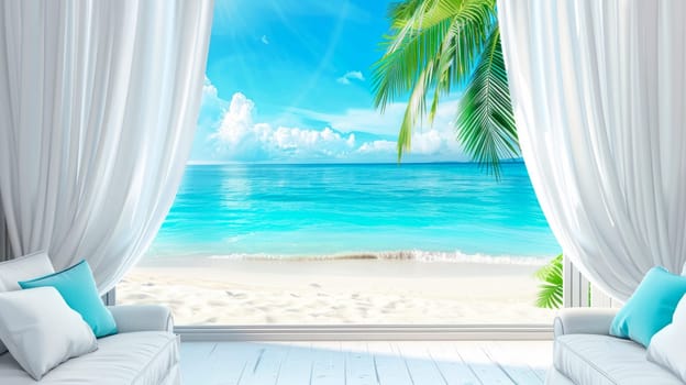 Summer sand and tropical sea background.