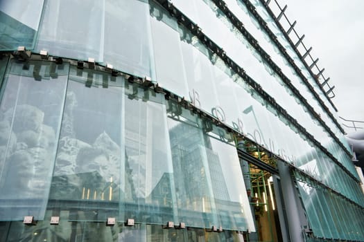 London, United Kingdom - February 01, 2019: Glass entrance to Borough Market hall Greenmarket in Southwark. It is one of  largest and oldest food markets in London selling mostly speciality foods