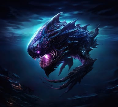 Deep sea monster. A fantastic sea monster that inspires fear and horror.