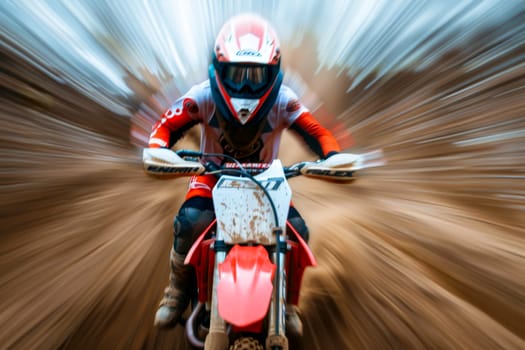 motocross rider on a motorcycle on Kinetic blur , Generative AI.