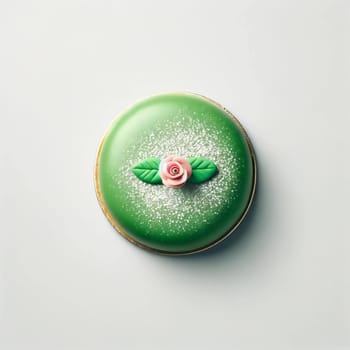 Swedish Traditional Princess Cake against white background, Overhead shot. High quality photo