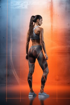 Confident woman with muscular body fitness . AI Generated.