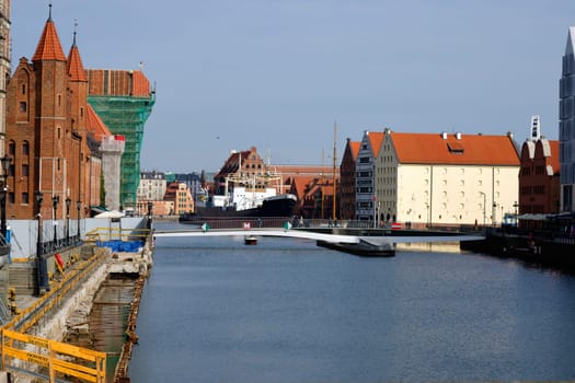 Gdansk, Poland view from the bridge to the river