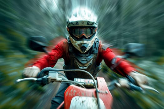 motocross rider on a motorcycle on Kinetic blur , Generative AI.