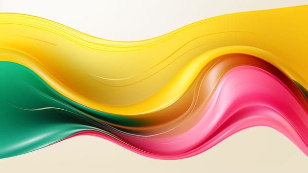 3d render of abstract background with wavy lines in yellow colors , Generate AI