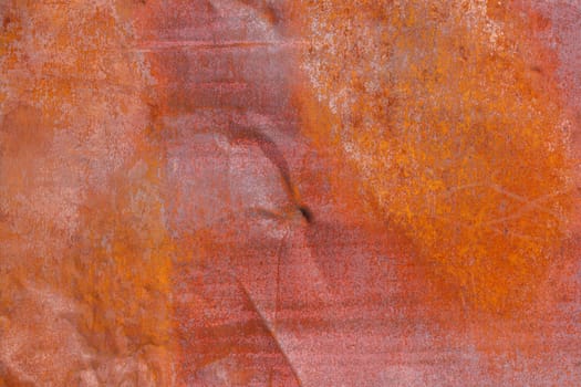 rusty red crumpled flat sheet metal surface full-frame background and texture.