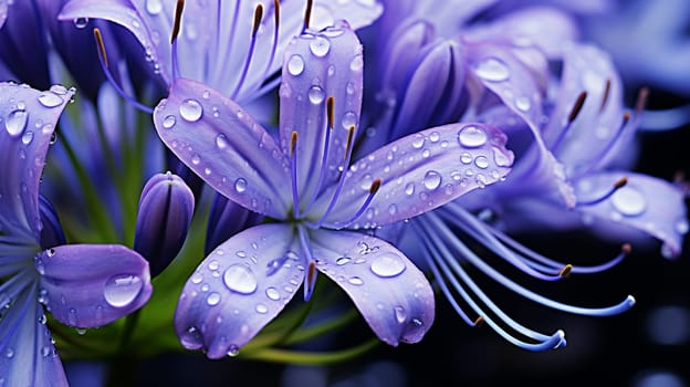 Agapanthus africanus flower in the garden with sunlight. Generate AI