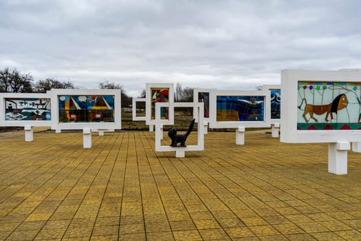 The memorial complex to the Children who died in the World War II, Sun area. Krasny Bereg (Red Shore). Zhlobin. Gomel region. Belarus. Memorial to the victims of fascism