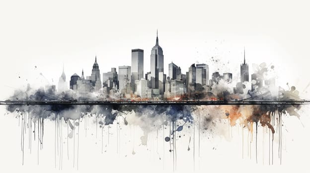 Silhouette of a modern city. Cityscape. Vector illustration. Generate AI