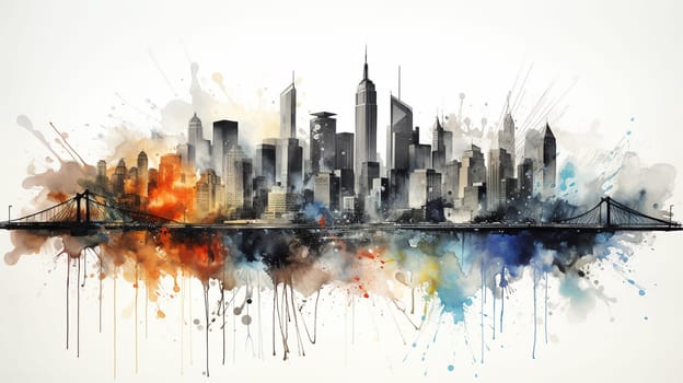 Silhouette of a modern city. Cityscape. Vector illustration. Generate AI