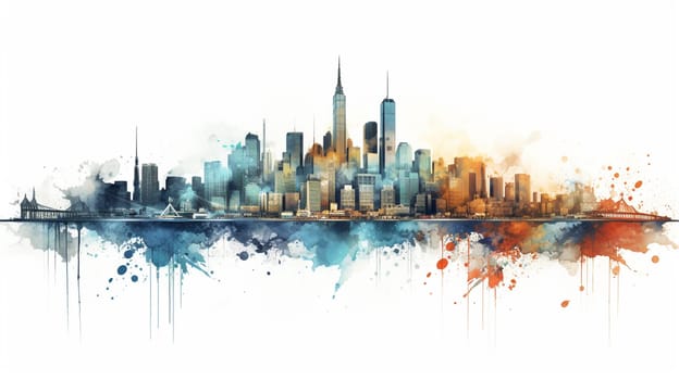 Silhouette of a modern city. Cityscape. Vector illustration. Generate AI