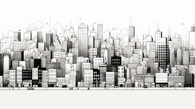 Silhouette of a modern city. Cityscape. Vector illustration. Generate AI