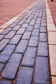 Electric Works' timeless cobblestone path, a serene blend of tradition and urbanity in Fort Wayne, Indiana.