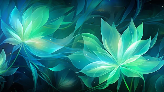 abstract background with blue and green petals on a light background , Generate AI