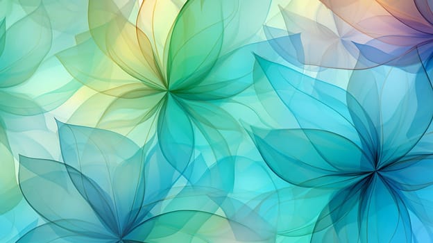 abstract background with blue and green petals on a light background , Generate AI