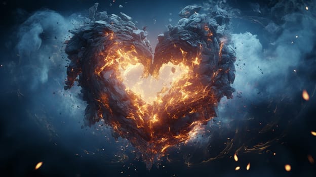 Fantasy heart in water. 3d rendering toned image double exposure , Generate AI