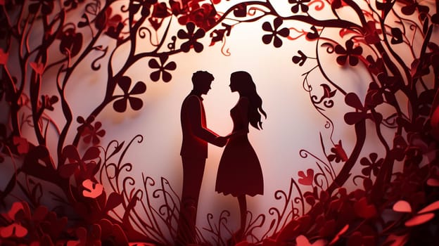 Valentine's day background with couple in love. 3d rendering , generate AI