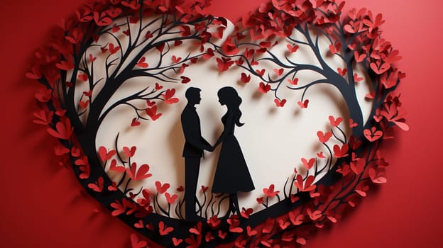 Valentine's day background with couple in love. 3d rendering , generate AI