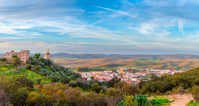 Panoramic view Beltraneja Castle and the Serene Codosera Village