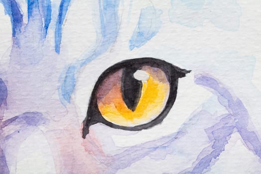 Eye of American Shorthair painted in watercolor on a white background in a realistic manner, colorful, rainbow. Ideal for teaching materials, books and nature-themed designs. Cat paint splash icons