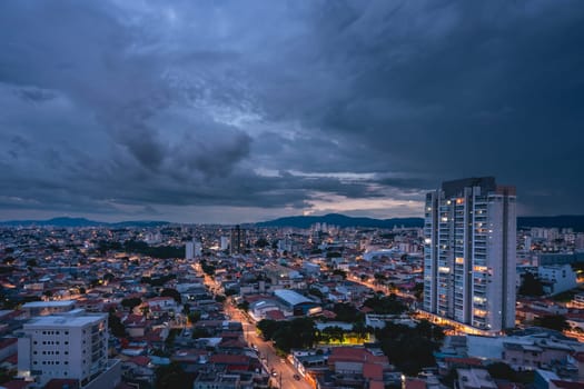 Arial view from the North area of the city São Paulo, Brazil at night.