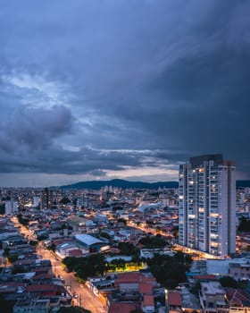 Arial view from the North area of the city São Paulo, Brazil at night.