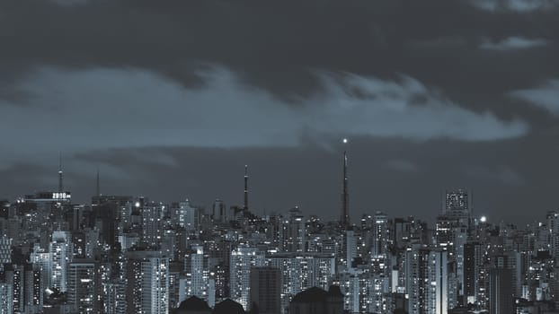 Skyline of the Center of São Paulo, Brazil at night.