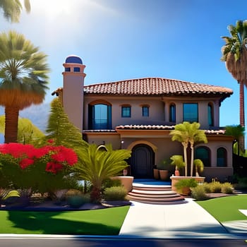 3d rendering of modern  house Picture is AI-generated illustration.