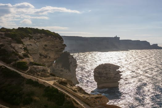 Bonifacio town, medieval citadel in Corsica Island, France