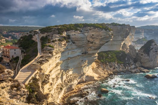 Bonifacio town, medieval citadel in Corsica Island, France