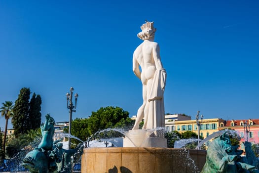 Fountain Soleil on Place Massena in Nice, France, Frech Riviera