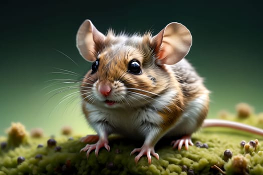 Cute field mouse in habitat. AI generated image.