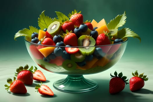 fruit salad with strawberries AI generated image.